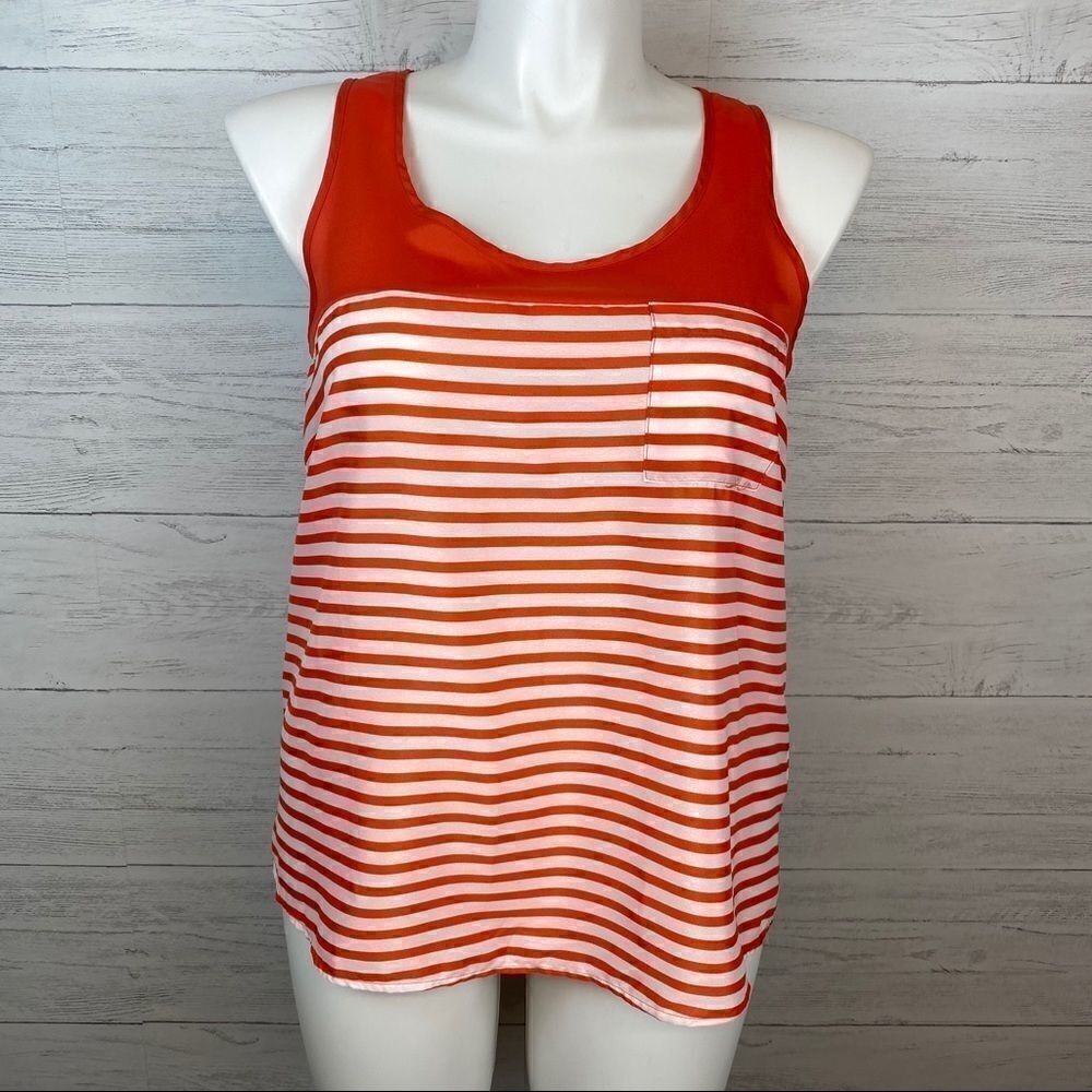 Nordstrom Pleione Striped Chiffon Tank Top
